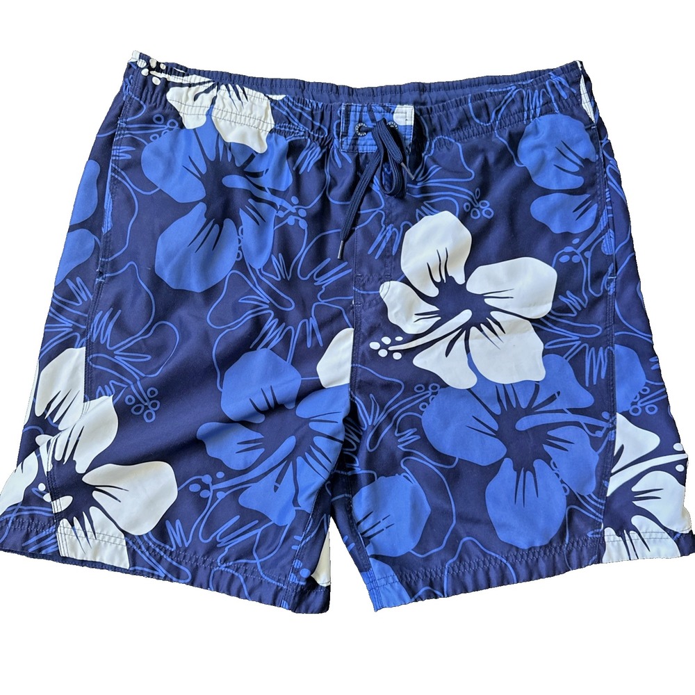 Newport Blue Island Brand Men's Tropical Print Swim Trunk Shorts Blue Size XL